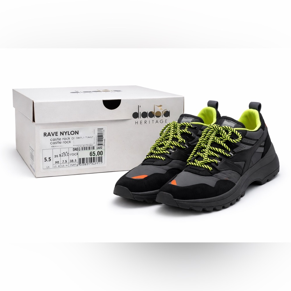 Diadora Heritage Rave Nylon Castle Rock Sneakers EU 38.5 US 7.5W NIB $230 Retail